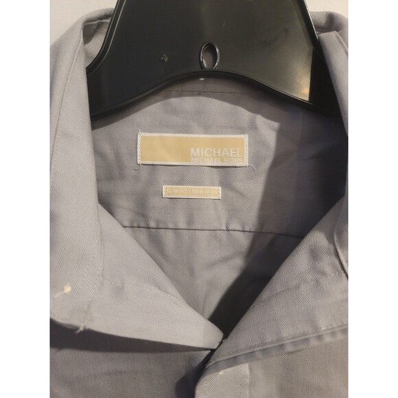 Michael Kors Men's Dress Shirt Medium 16 Gray Slim Fit Button Up - Picture 4 of 8